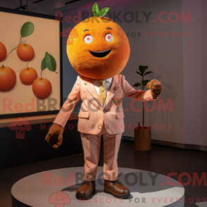 Fantasia de mascote de toranja marrom com macacão e abotoaduras - Mascotes de toranja - REBROKO_348985 - RedBrokoly.com