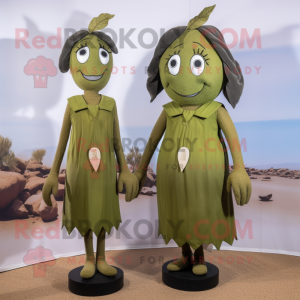 Olive Graveyard mascot costume character dressed with a Sheath Dress and Hairpins