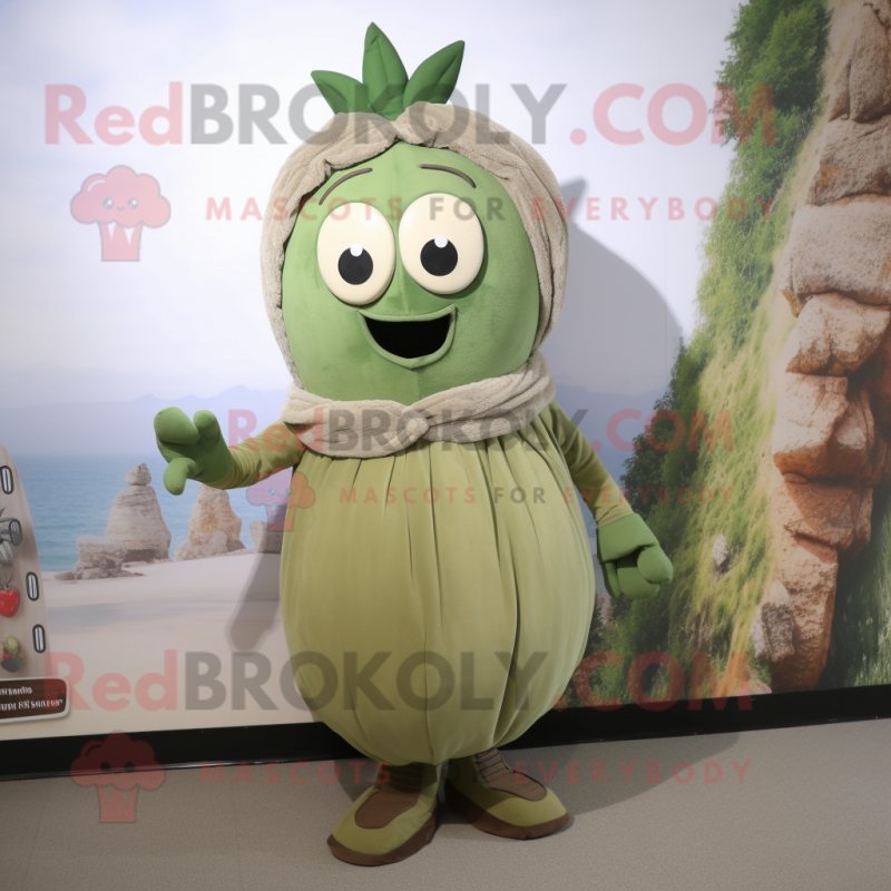 Olive Graveyard mascot costume character dressed with a Sheath Dress and Hairpins