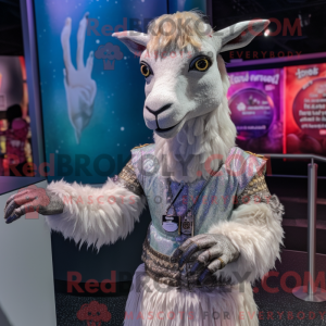 Silver Goat mascot costume...