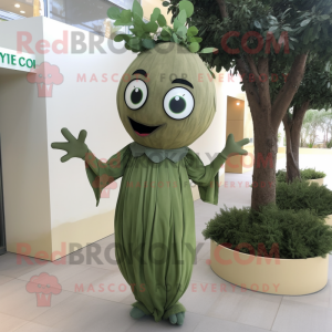 Olive Graveyard mascot costume character dressed with a Sheath Dress and Hairpins