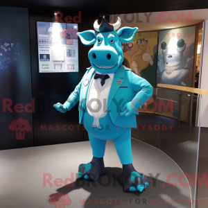 Cyan Bull mascot costume...