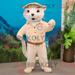 Beige Ferret mascot costume...