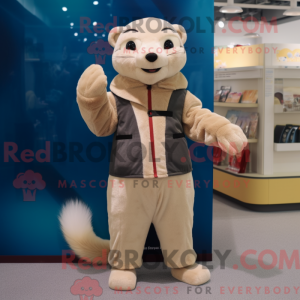 Beige fret mascottekostuum...