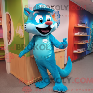 Turkis væsel maskot kostume...
