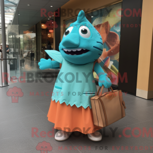 Turkis laks maskot kostume...