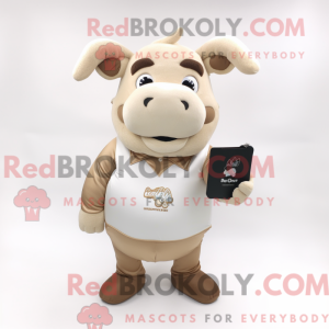 Beige Bull-mascottekostuum...