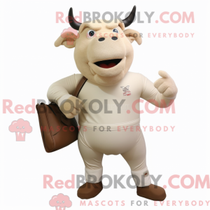 Beige Bull mascot costume...