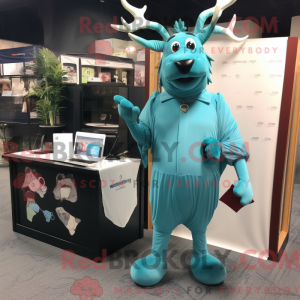 Teal Elk maskot kostume...