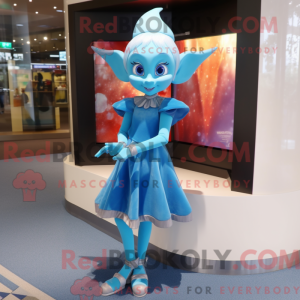 Sky Blue Elf maskot kostume...