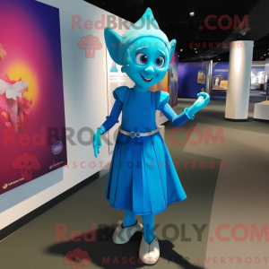 Sky Blue Elf mascot costume...