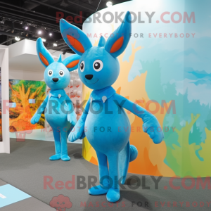 Cyan Roe Deer mascot...