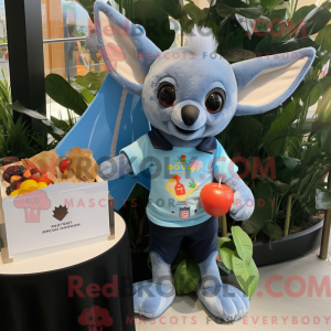 Sky Blue Fruit Bat mascot...