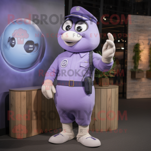 Lavender Air Force Soldier mascot costume character dressed with a Chinos and Smartwatches