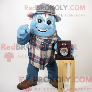 Blue Camera mascot costume...