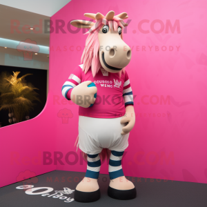 Pink Quagga maskot kostume...