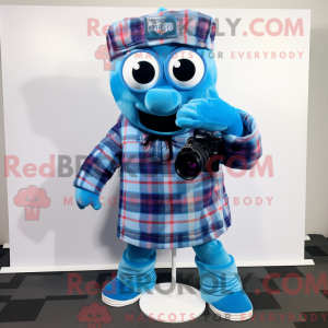 Blue Camera mascot costume...