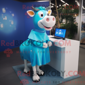 Blue Jersey Cow maskot...