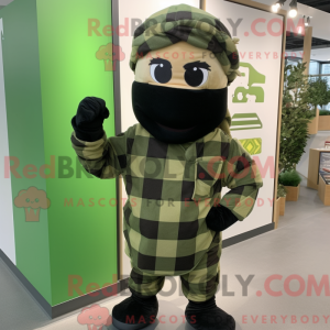 Olive Ninja-mascottekostuum...
