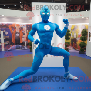 Blue Superhero mascot...