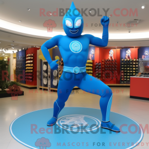 Blue Superhero mascot...