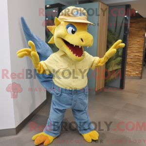 Geel Draak-mascottekostuum...
