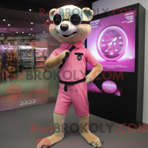 Pink Meerkat maskot kostume...