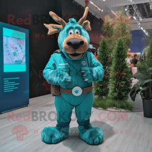 Teal Moose mascotte kostuum...