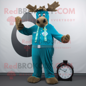 Teal Moose mascotte kostuum...