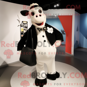 Hvid Holstein Cow maskot...