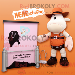 Peach Hereford Cow maskot...