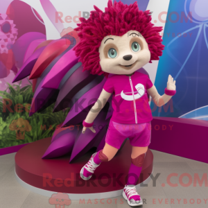 Magenta pindsvin maskot...