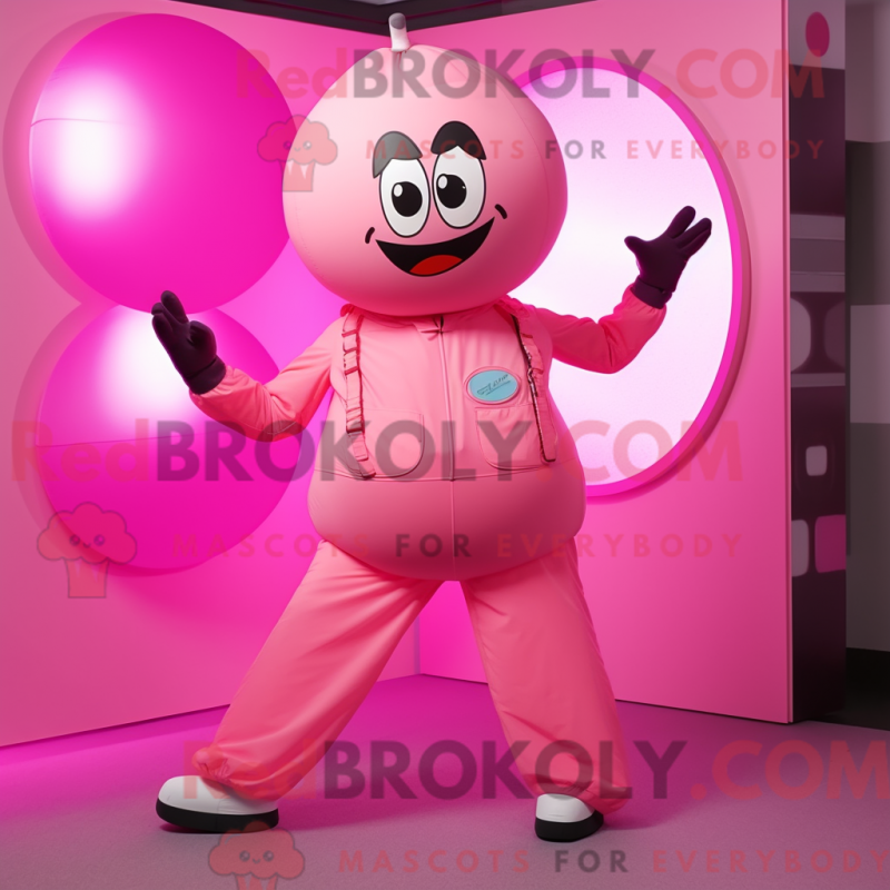Fantasia de mascote Pink Juggle com macacão e cintos - Mascotes de malabarismo - REBROKO_349559 - RedBrokoly.com
