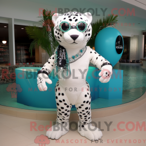 Hvit leopard maskot drakt...