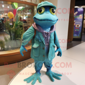 Postava maskota Teal Frog...