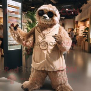 Tan Giant Sloth maskotdräkt...