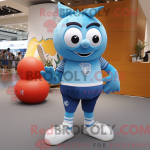 Sky Blue Rugby Ball mascot...