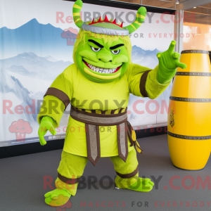 Limegrøn Samurai maskot...