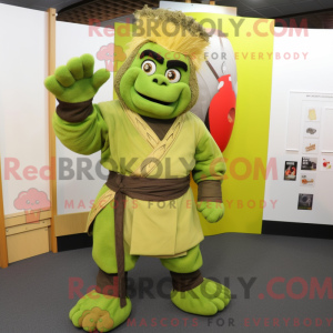 Limegrøn Samurai maskot...