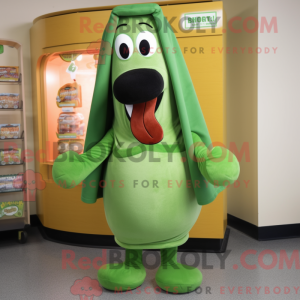 Green Hot Dog mascot...