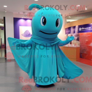 Turquoise Blue Whale mascot...