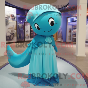 Turquoise Blue Whale mascot...