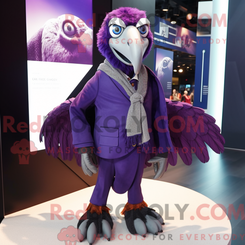 Fantasia de mascote de abutre roxo com blazer e presilhas de cachecol - Mascotes abutres - REBROKO_349852 - RedBrokoly.com
