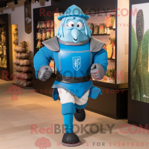 Cyan Medieval Knight mascot...