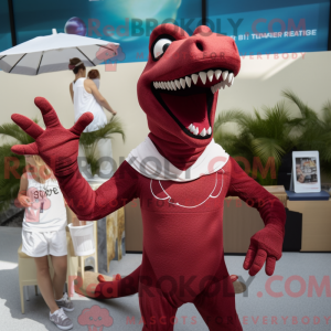 Maroon Deinonychus maskot...