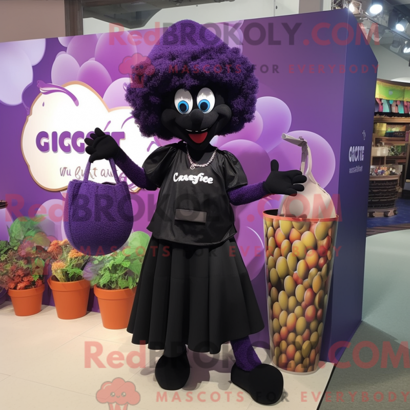 Máscara de uva preta com caraterísticas elegantes com culotes e calças - Mascotes da uva - REBROKO_349877 - RedBrokoly.com