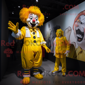 Gele clown mascottekostuum...