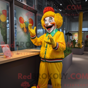 Gele clown mascottekostuum...