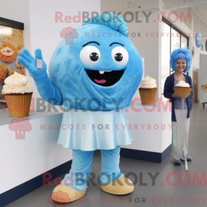Himmelblå Cupcake maskot...