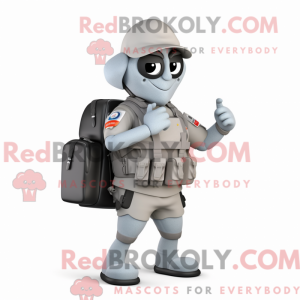 Grå soldat maskot kostume...